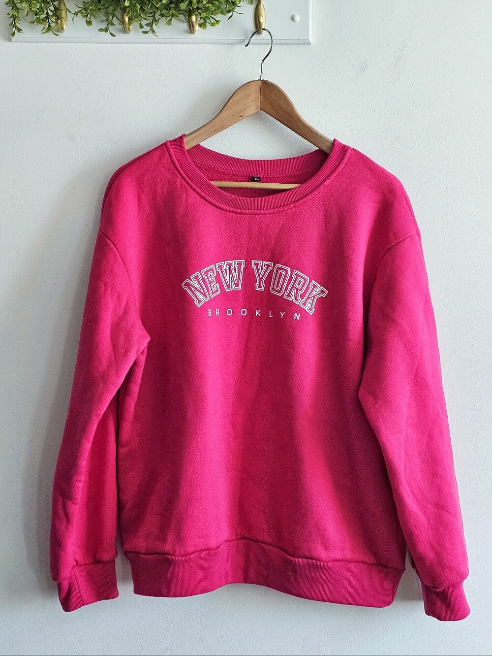 New York Brooklyn Pink Fleece Crewneck Sweatshirt Pullover Size XL